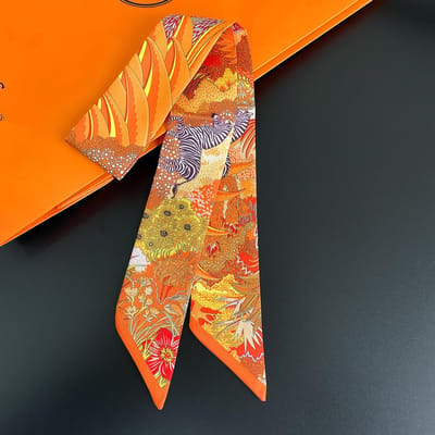 Design Zebra In Bloemen Vrouwen Sjaal Luxe Zijden Sjaal Mode Haar Hoofdband Foulard Smalle Tas Sjaals Nekdoek brown