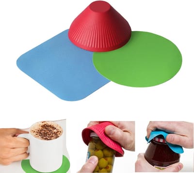 3 stuks - Flessenopener, herbruikbare rubberen klem, multifunctionele flessenopener, geschikt voor de meeste flessen. 12,5/12,8/9,5 cm (veelkleurig)