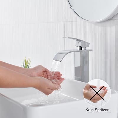 Auralum Max Wastafelkraan - Watervalkraan - Badkamerkraan - Mengkraan Wastafel - Hoge Uitloop - Badkamer Kraan - inclusief aansluitingen - Chroom