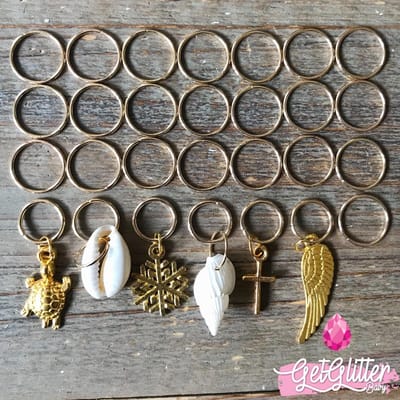 GetGlitterBaby® - Ringen / Haarringen / Haar Ringetjes / Haarringetjes met Bedel voor Vlecht Meisjes - Goud
