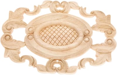 Houten decoratie - 1 stuk - Gesneden decoratie - Houtsnijwerk - Decoratieve decoratie - DIY- Geschikt voor deuren, kasten, muren, plafonds, kaptafels, kledingkasten, open haarden, trappen, enz. - 21 x 14 cm - Natuurlijke houtkleur
