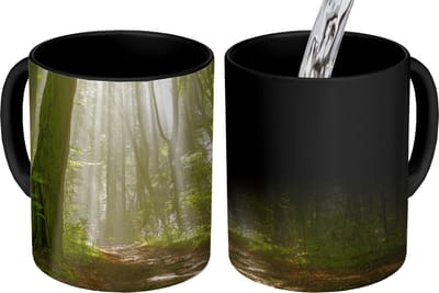 Magische Mok - Foto op Warmte Mokken - Koffiemok - Bos - Licht - Natuur - Landschap - Magic Mok - Beker - 350 ML - Theemok
