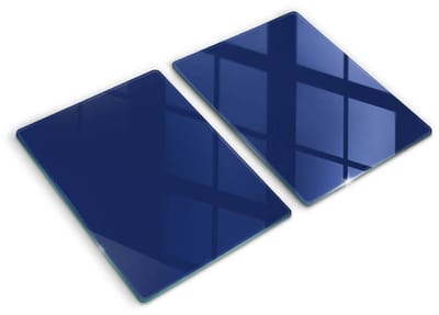 Wallfluent Glazen Snijplanken - Blauw Snijplanken Glas - 2 stucks 40 cm x 52 cm - Donkerblauw Snijplanken van Glas - Glazen Hakplank - Glazen Snijplank Voor Keuken - Antislip Glazen Snijplank