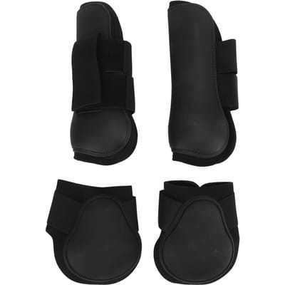 Lot de 4 guêtres pour chevaux, protection des pattes avant et arrière, pour saut d'obstacles, noir, taille M XL