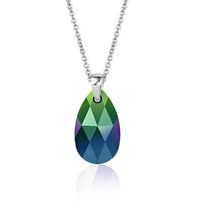 Montebello Ketting Jan DZ572H - Swarovski Druppel - 925 Zilver Gerhod. - 16mm - 50cm