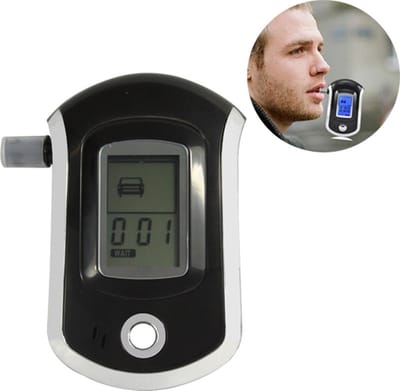 Alcoholtester digitaal - LCD scherm - adem alcoholtester - geluidsmelding - klein en compact - Zwart