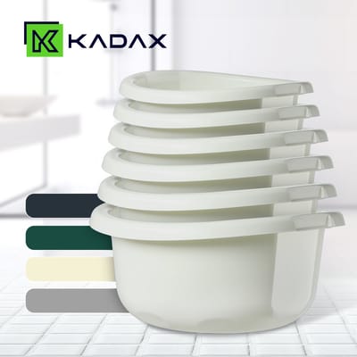 KADAX Kunststof kom, spoelbak in verschillende maten en kleuren, robuuste wasbak, universele kom, spoelbak voor badkamer, wasruimte (3,5 l, crème)