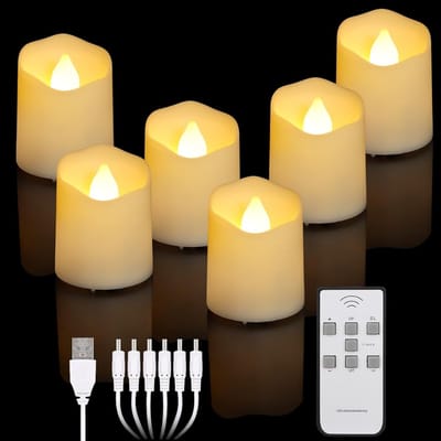 REN® Led Kaarsen Met Bewegende Vlam - Oplaadbare Waxinelichtjes - Oplaadbare Kaarsen - Oplaadbare Theelichtjes - Wit - 4cm x 4cm x 6cm; 0.23 kg