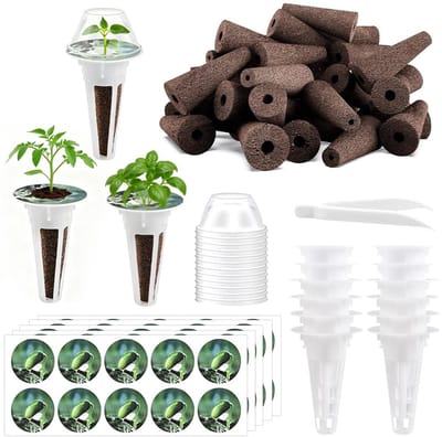 125 Stuks Groeiende Sponsen, Vervangingssponsen voor Hydroponische Tuin, Tuinaccessoires met Labels, Isolerende Deksel en Plantmanden, Herbruikbaar voor Thuis en Laboratorium