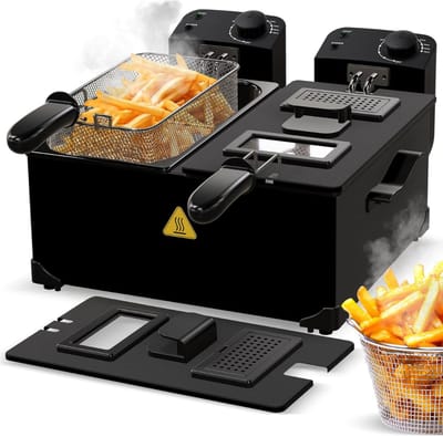 VH Supplies® Frituurpan Dubbel - Friteuse - Elektrische Frietpan - 2 x 6L - 5000W