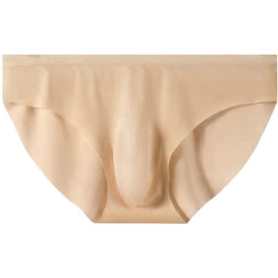 Slip en soie glacée sans couture pour hommes, taille basse, convexe en U 3D, culotte Ultra-fine, couleur unie, sous-vêtements à séchage rapide XXXL abricot