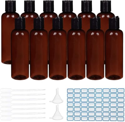Dailygoods- Reisfles 200 ml - 10 Stuks - Kunststof - Herbruikbaar - Lekvrij - Zwarte Schijfsluiting - Veilig voor Cosmetica - Toilettas