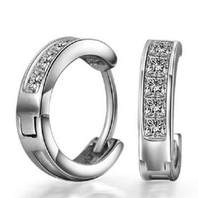 Oorringen Zilver - Zirkonia - Zilveren Oorbellen - 14mm