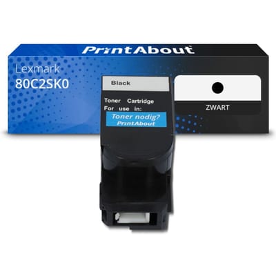 PrintAbout huismerk Toner 80C2SK0 (802SK) Zwart Geschikt voor Lexmark