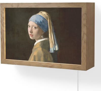Wandlamp 30x20 cm - Oplaadbaar - Meisje met de parel - Schilderij - Oude meesters - Vermeer - Wandlampen binnen woonkamer - Slaapkamer lamp met kabel - Decoratieve nachtlamp - Vloerlamp snoer