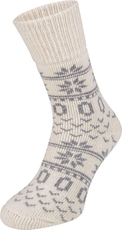 Dikke Wollen Sokken Dames Heren - Maat 35-38 - Huissokken Noors Patroon Beige