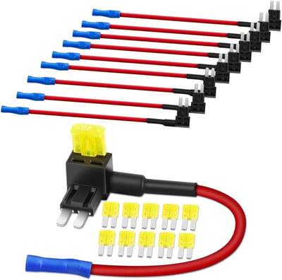 BOTC Micro Zekeringaftakking Set - 10 Stuks - Add-a-Circuit Fuse Tap Adapter - Inclusief 20A Zekeringen - Geschikt voor Auto, Camper, Motor en Boot