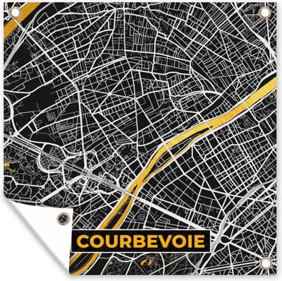 Tuin poster Plattegrond – Kaart – Stadskaart – Frankrijk – Courbevoie - 200x200 cm - Tuindoek
