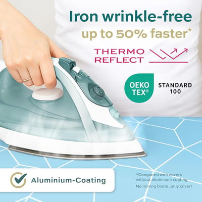 Turbo strijkplankovertrek 110x30 – Warmtereflecterend voor efficiënter strijken – Eenvoudige montage met elastiek – Comfortvulling & OEKOTEX100 | Gemaakt in EUROPA | Maat S