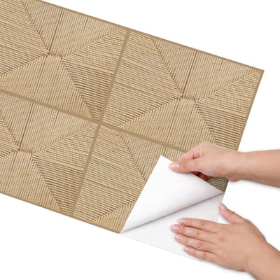 Coloray Meubel Wrap Folie - Beige Meubelfolie - 50x100 cm - Wrapfolie Keuken Gevlochten geometrie - Decoratiefolie - Boho Meubelfolie - Meubel Wrap Folie - Woonkamer decoratie - Texturen