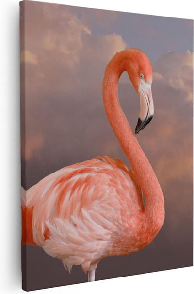Artaza Canvas Schilderij Vogel - 40x50 cm - Wanddecoratie Flamingo - Muurdecoratie Woonkamer - Kamer Accessoires
