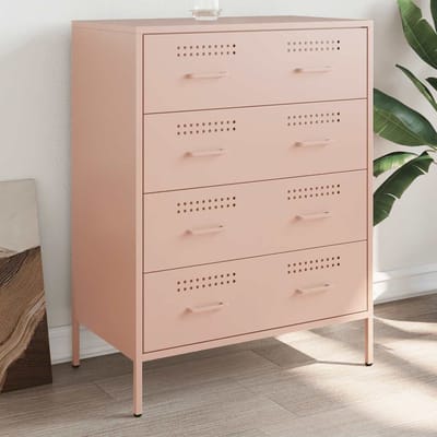 vidaXL - Dressoir - 68x39x89 - cm - staal - roze