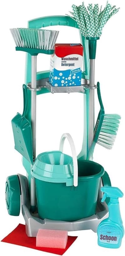 QIN® Schoonmaakkar - Poets Wagen - Schoonmaakkast - Blauwgroen - 29cm x 24cm x 60cm