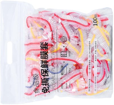 Dailygoods- Kom Hoezen 100 Stuks - Food Grade PE - Rekbare Wrap - Elastische Sluiting - Zeer Doorschijnend - Multifunctioneel - Voedselafdekking