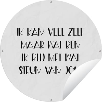 Tuincirkel Get well soon - Spreuken - Wit - Steun - 60x60 cm - Ronde Tuinposter - Buiten