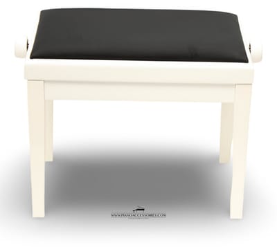 Pianobank GPPD Model 3 Wit HG, zwarte stofzitting
