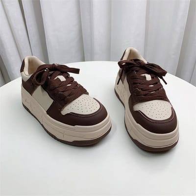 Dames Lente Nieuwe Sneakers met Dikke Zool Echt Lederen Sneakers Alles-match Casual Sport Panda Schoenen 40 gray