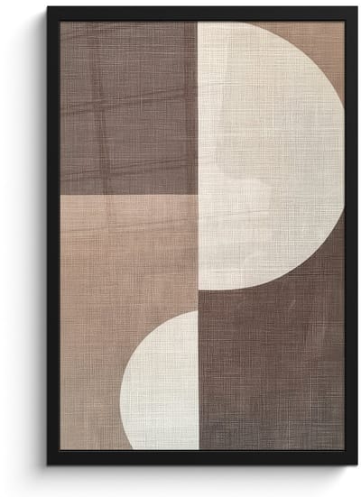 Poster in lijst - Fotolijst 40x60 cm - Posters - Raster - Halve cirkels - Contrast - Posterlijst zwart - Decoratie - Wanddecoratie woonkamer - Muurdecoratie slaapkamer