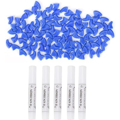 100 STUKS Zachte Huisdier Kat Nagelhoes Veilig Anti Krab Hond Poot Klauw Beschermer Decoratieve Hoezen Blauw XS XS blauw