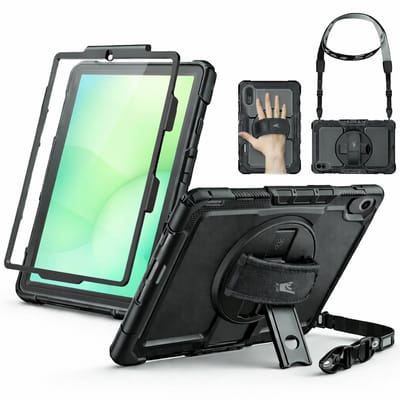 Geschikt voor Samsung Galaxy Tab A11 / A9 – AtlasGuard tablet hoes met screenprotector – Zwart