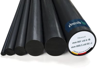PVC Ronde Staaf - Plastic Rod - Modelbouw - UV-bestendig - 15 mm x 200 mm - Zwart
