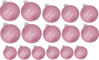 Kerstversiering set glitter kerstballen in het roze 6 - 8 - 10 cm pakket - 50x stuks