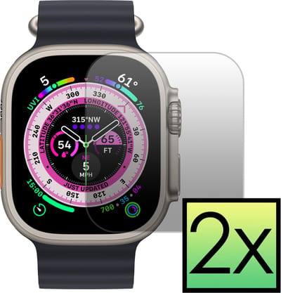 Screenprotector Geschikt voor Apple Watch Ultra Screenprotector Tempered Glass Gehard Glas - 2x