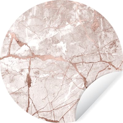 WallCircle® - Behangcirkel 30x30 cm - Muurstickers Marmer - Roze - Rosé - Goud - Muurcirkel woonkamer - Wandcirkel slaapkamer - Kamer decoratie zelfklevend - Muurdecoratie accessoires