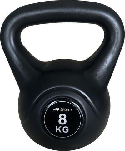 AJ-Sports Kettlebell - PVC 8 kg - Kettlebell - Gewichten - Krachttraining - Zwart - Fitness - Geschikt voor Crossfit & Fitness