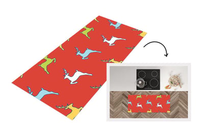 Keukenloper - Loper keuken - Patroon - Hert - Rood - 120x50 cm - Keukenloper vinyl