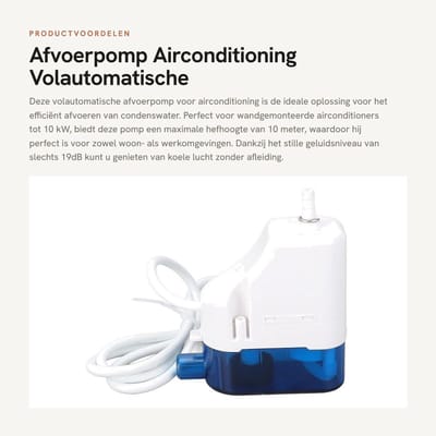 Dailygoods- Afvoerpomp Volautomatische Condenswateropvoerpomp - Maximale Hefhoogte 10 m - Geschikt voor 1-3P Airconditioner - Geluidsniveau 19dB - Capaciteit Watertank 70 ml - Compact Formaat - Condenswaterpomp