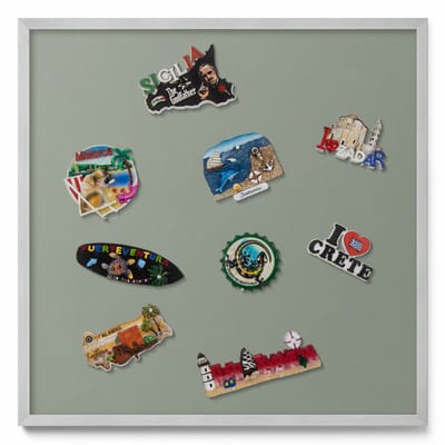 Tulup Magneetbord met Zilveren Frame - Olijf Magneetbord in Effen Kleuren - 50 cm x 50 cm - Licht olijfkleur - Magneetbord met Effen Frame - Magnetisch Bord Decoratief - Magneetbord Multifunctioneel