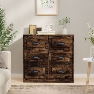 vidaXL - Dressoir - 70x35,5x67,5 - cm - bewerkt - hout - gerookt - eikenkleurig