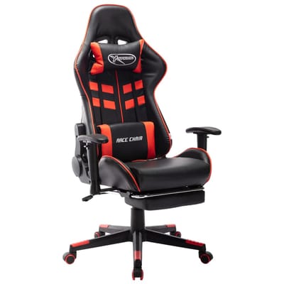 vidaXL - Gamestoel - met - voetensteun - kunstleer - zwart - en - rood