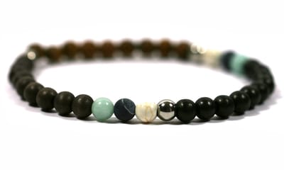 IbizaMen KIDS - Jongens - armband - mix - bruin - zwart - robles - hout - 6mm - blauw - agaat - howliet