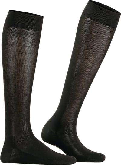 FALKE Sensitive London drukvrije comfort tailleband katoen kniekousen dames zwart - maat 35-38