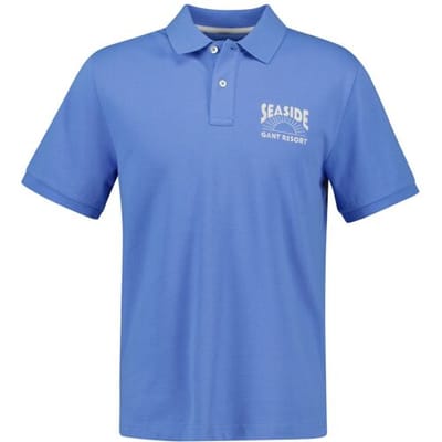 Gant Polo Graphic Seaside Resort Short Sleeve Organic Cotton Perfect Blue / male