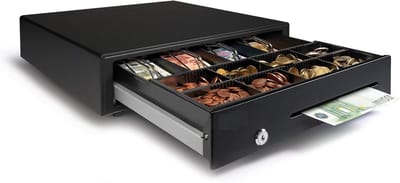 Kassalade Lade - Geldlade Opslag - Veilig Geld Bewaren - Automatische Opening - 41 x 41 x 10 cm - Zwart