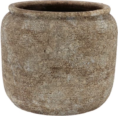 DK Design Bloempot kruik model Batu - zandkleur - D18 x H16 cm - rustiek