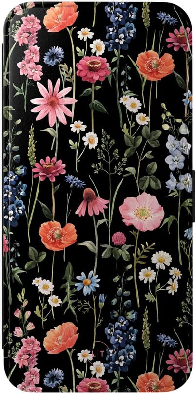 Leuke Telefoonhoesjes - Hoesje geschikt voor Samsung Galaxy A56 bookcase leer - Dark flowers - Dark flowers - Wallet Case met pasjeshouder - Planten - Multi
